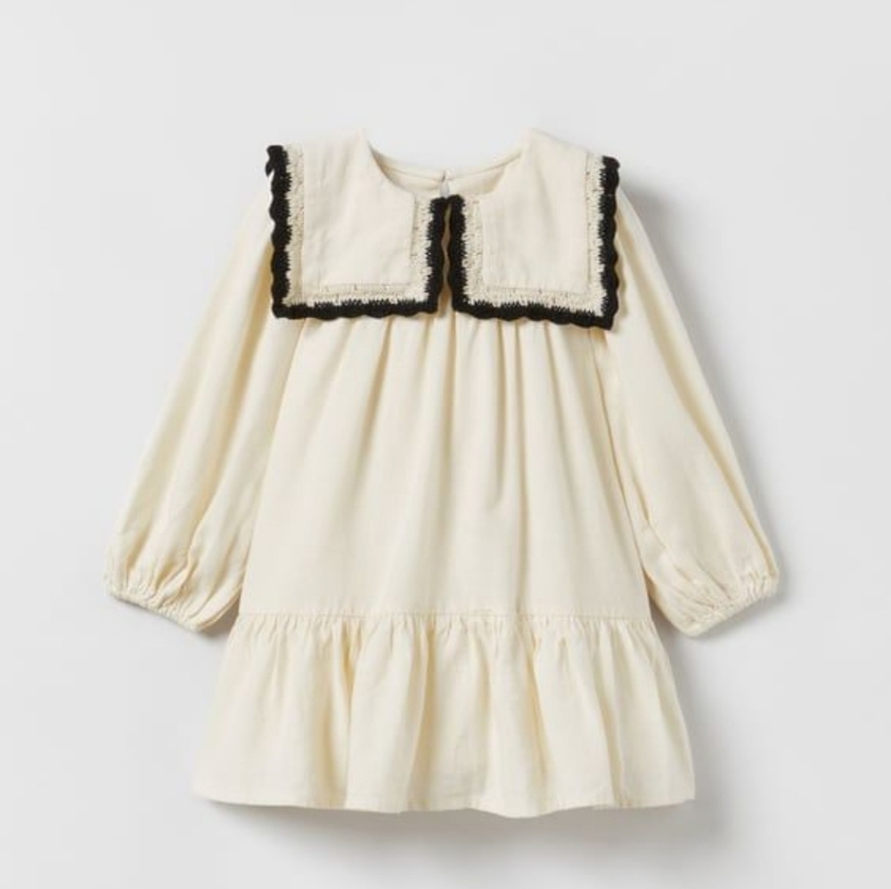 Zara Girl 2-3 Years Cream Blouse with Black Accentszara